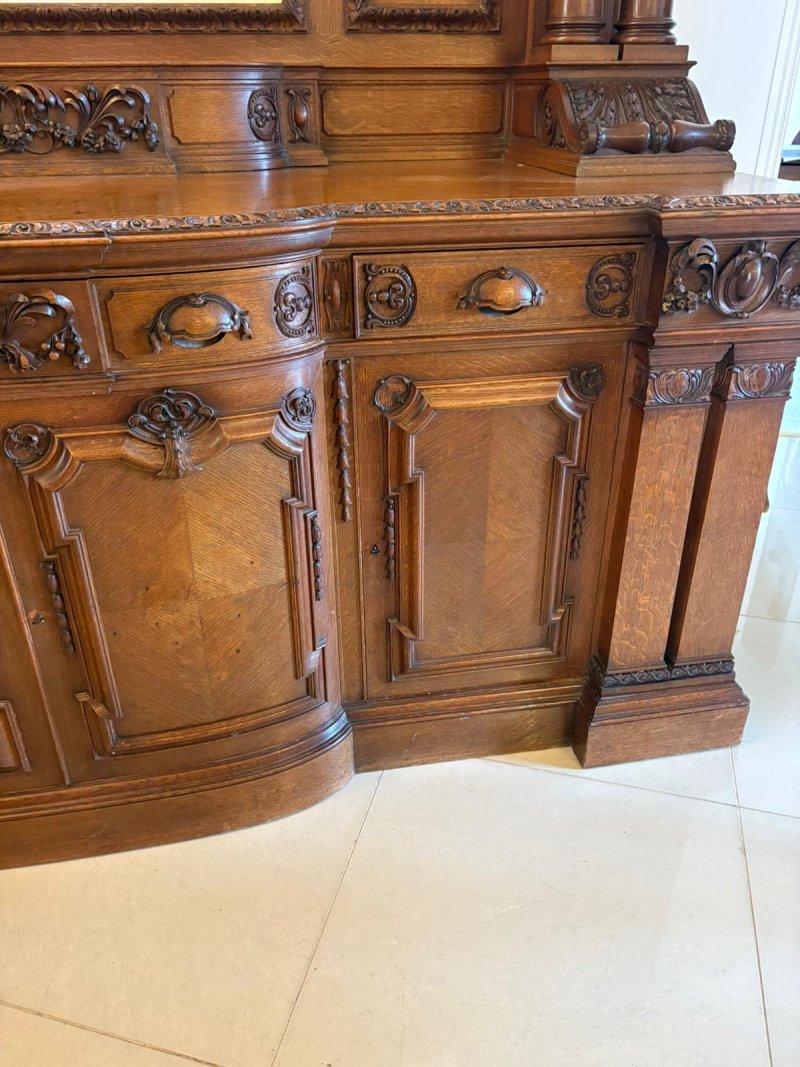 Monumental Antique Victorian Exhibition Quality Carved Oak Sideboard By Maple and Co. - Image 14